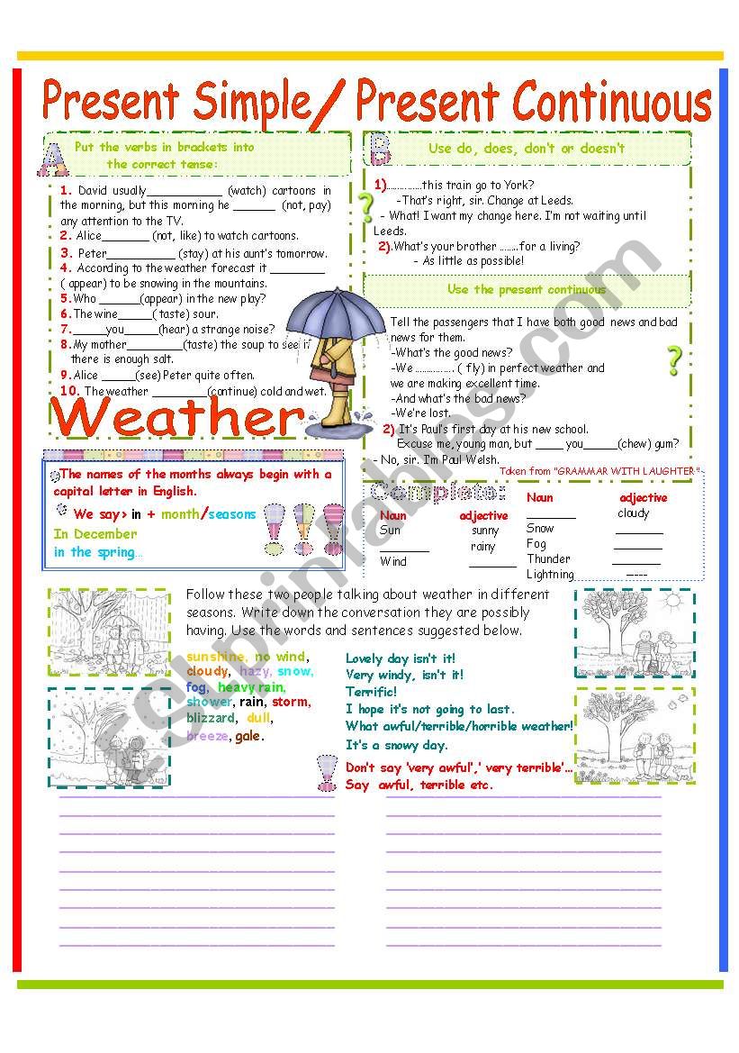 Weather + Present Simple or Present Continuous