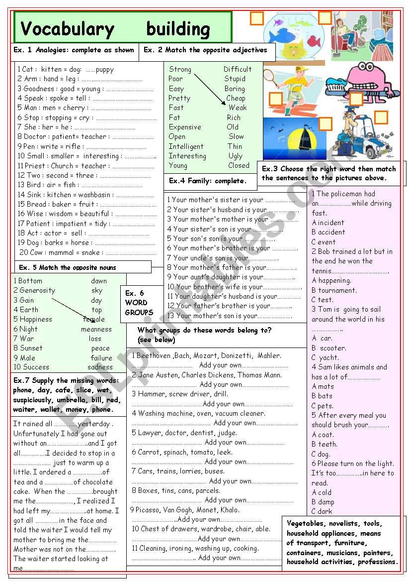 Vocabulary building worksheet