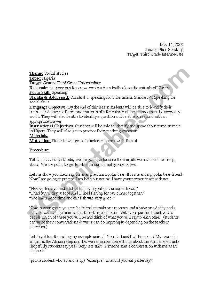 Social Studies Nigeria pt4 worksheet