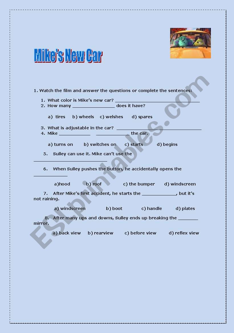 Mikes New Car worksheet