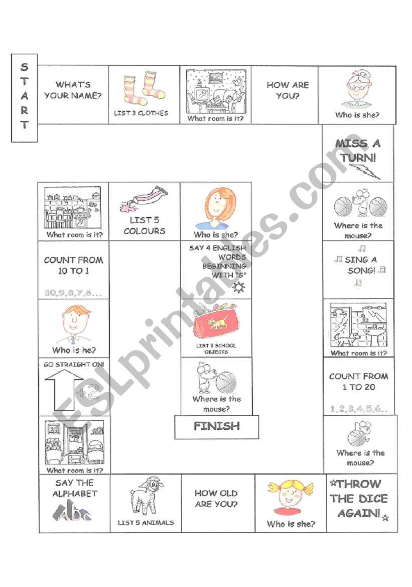 Snakes and ladders worksheet