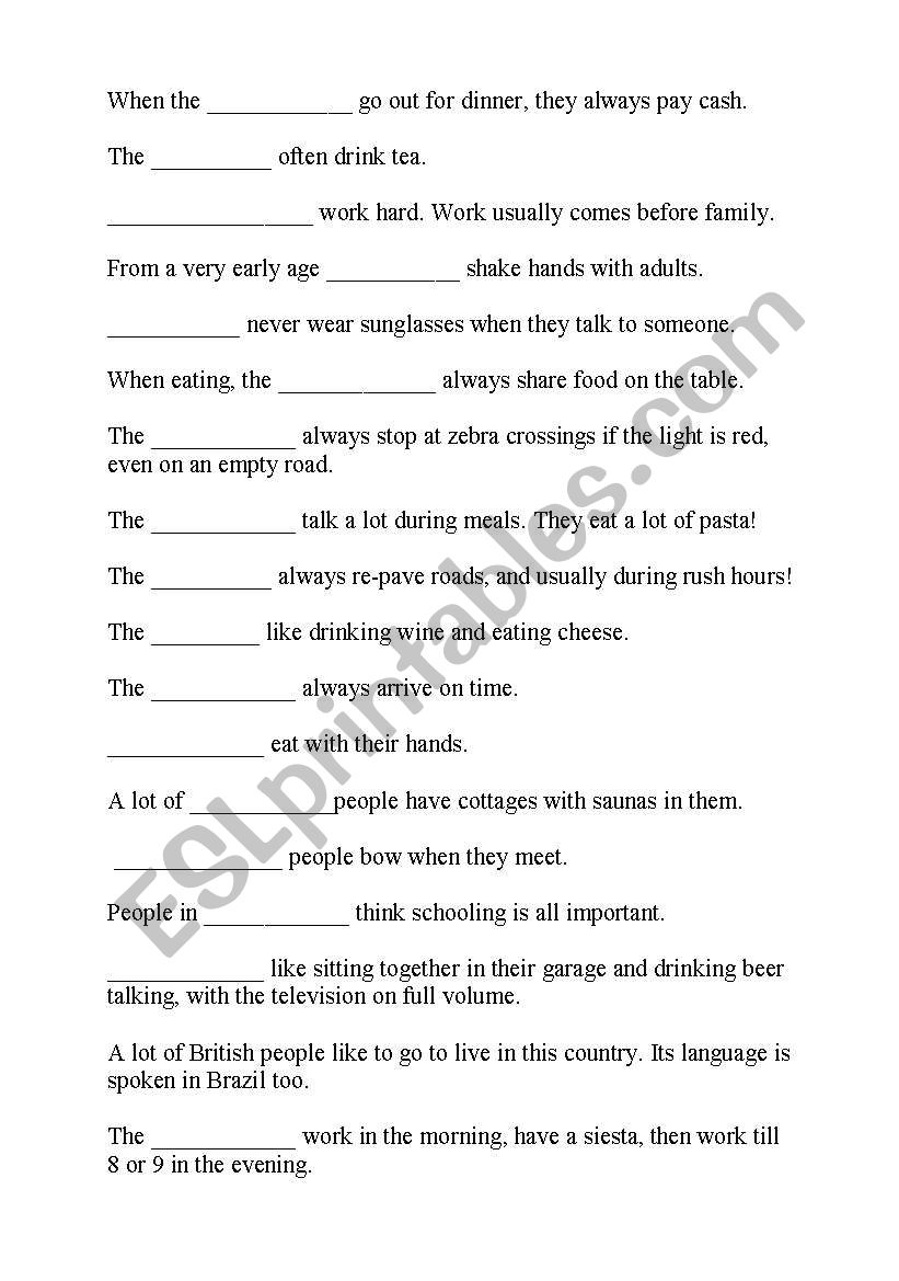 Countries-Nationalities Quiz2 worksheet