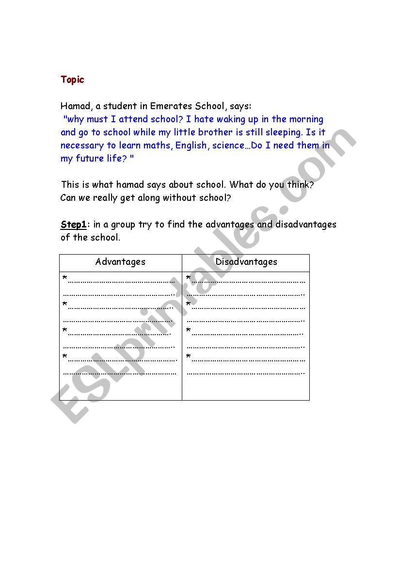 school worksheet