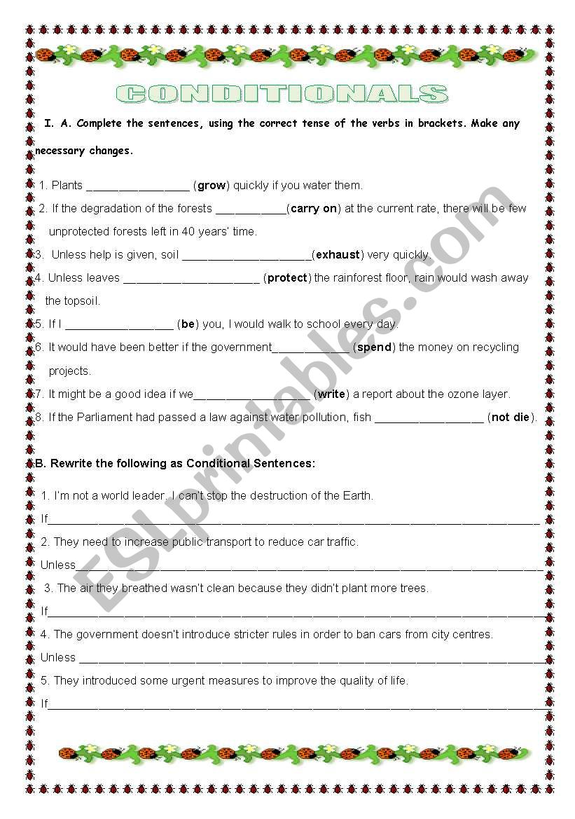 CONDITIONALS (I,II, III) worksheet