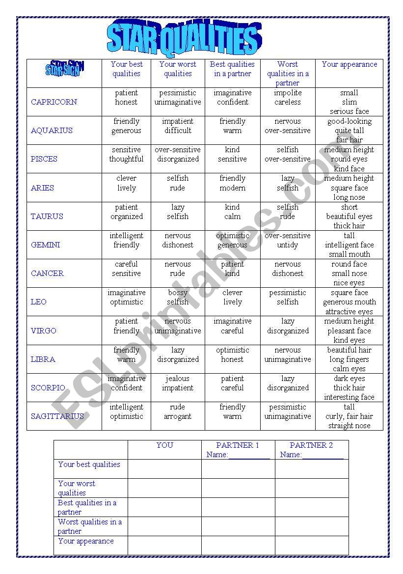 ADJECTIVES TO DESCRIBE APPEARANCE AND CHARACTER