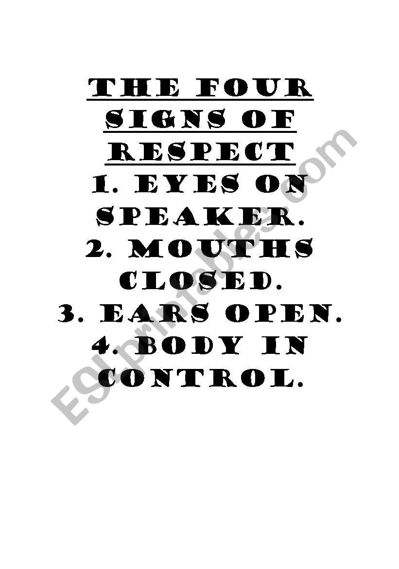 Signs of Respect worksheet