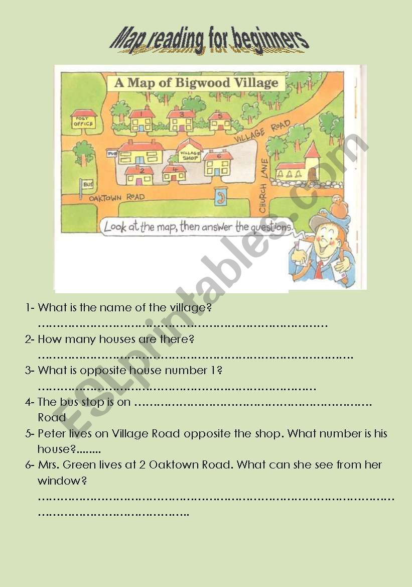 Map reading  worksheet