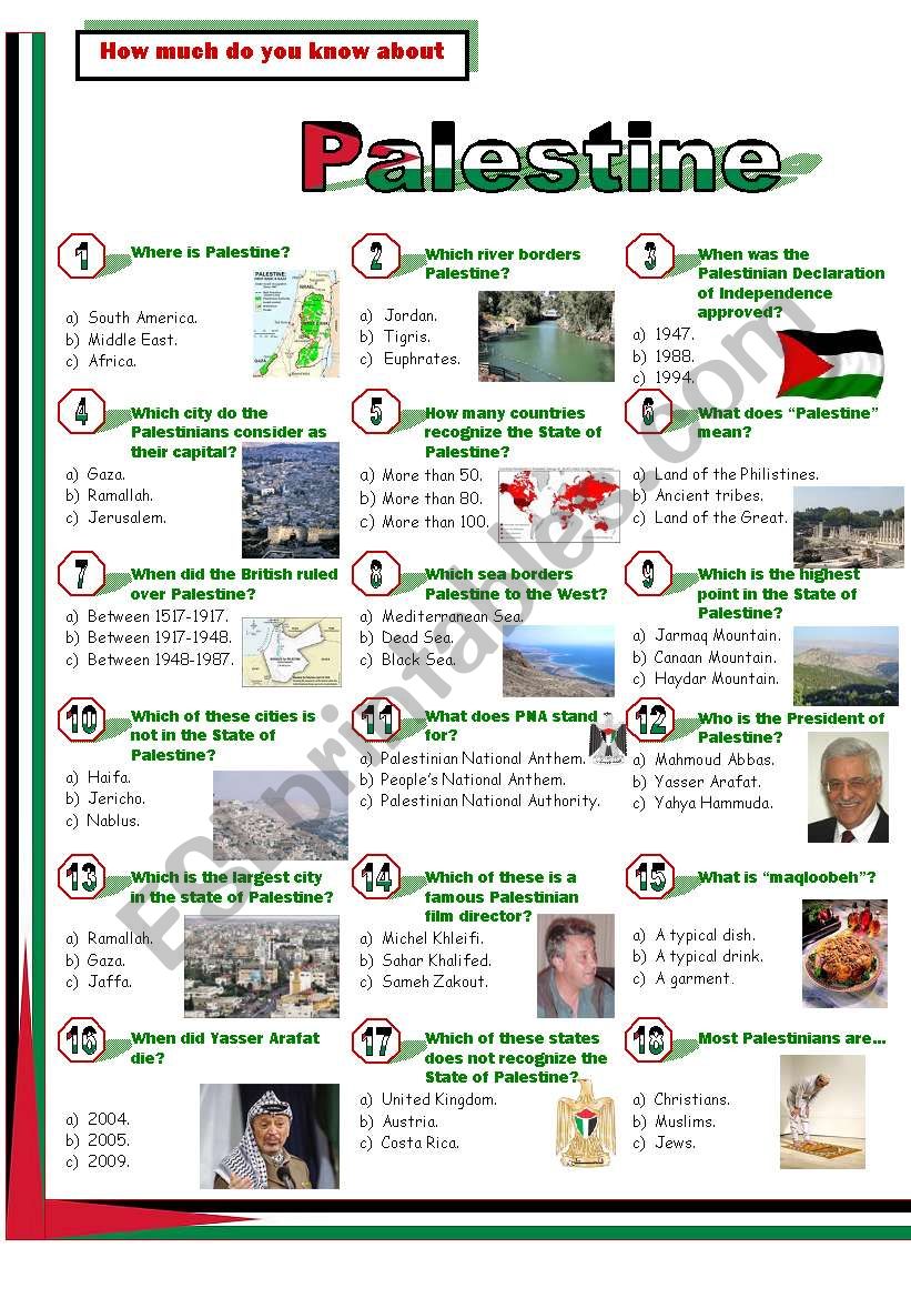 Palestine-Quiz worksheet