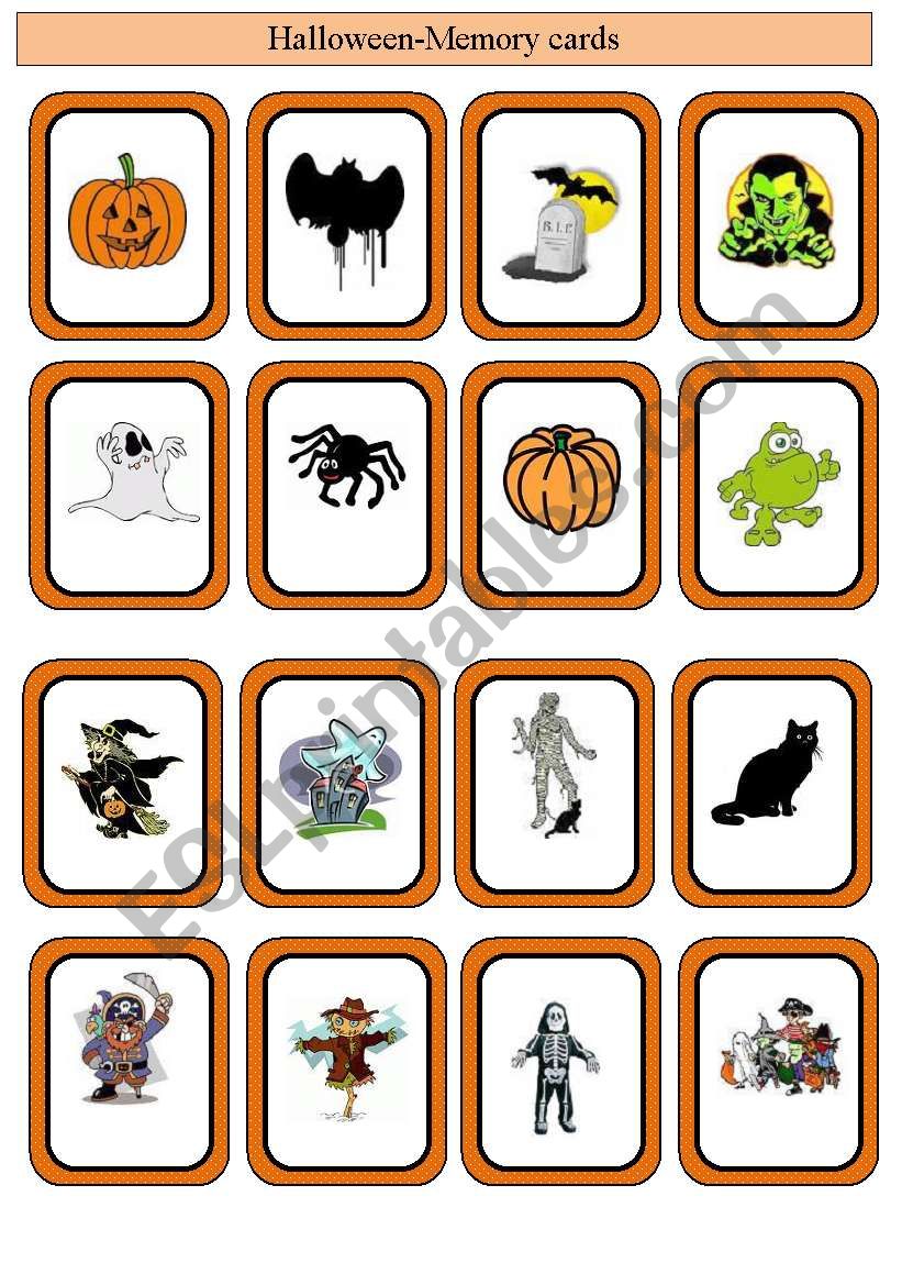 Memory cards-Halloween worksheet