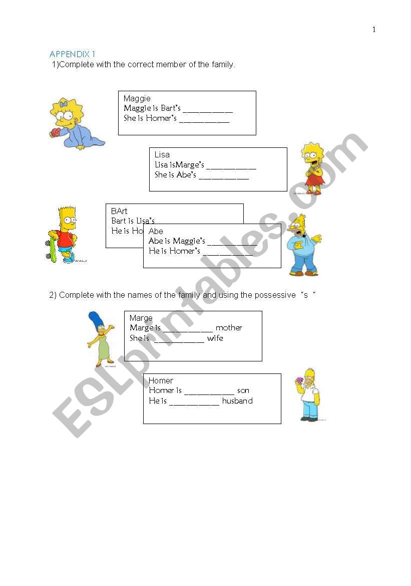 Practice on possessive s, simple present, have got and family members