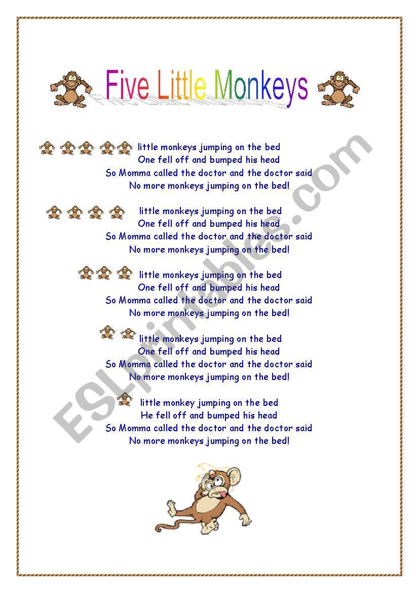 Five little monkeys song lyrics