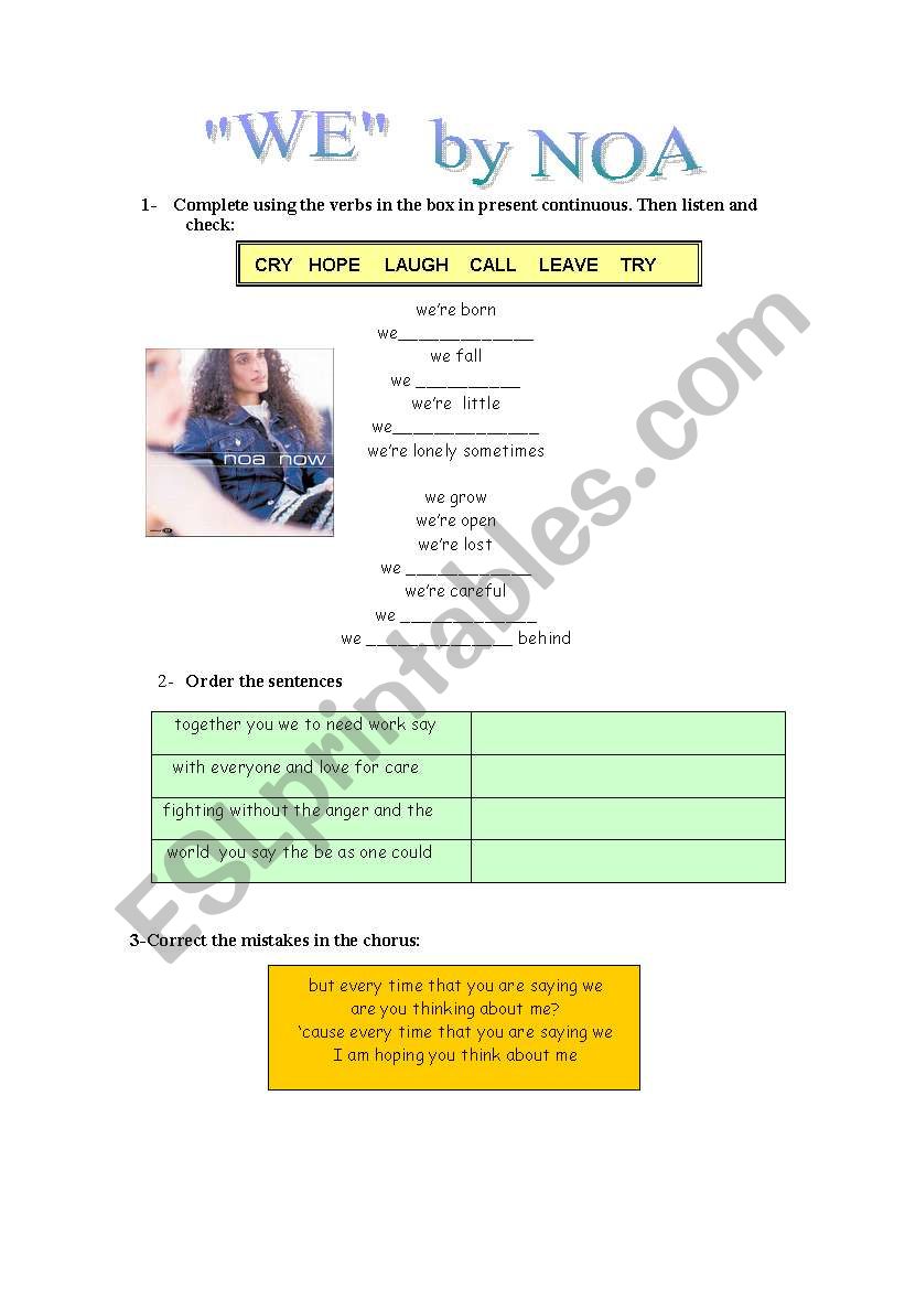 Noa - We worksheet