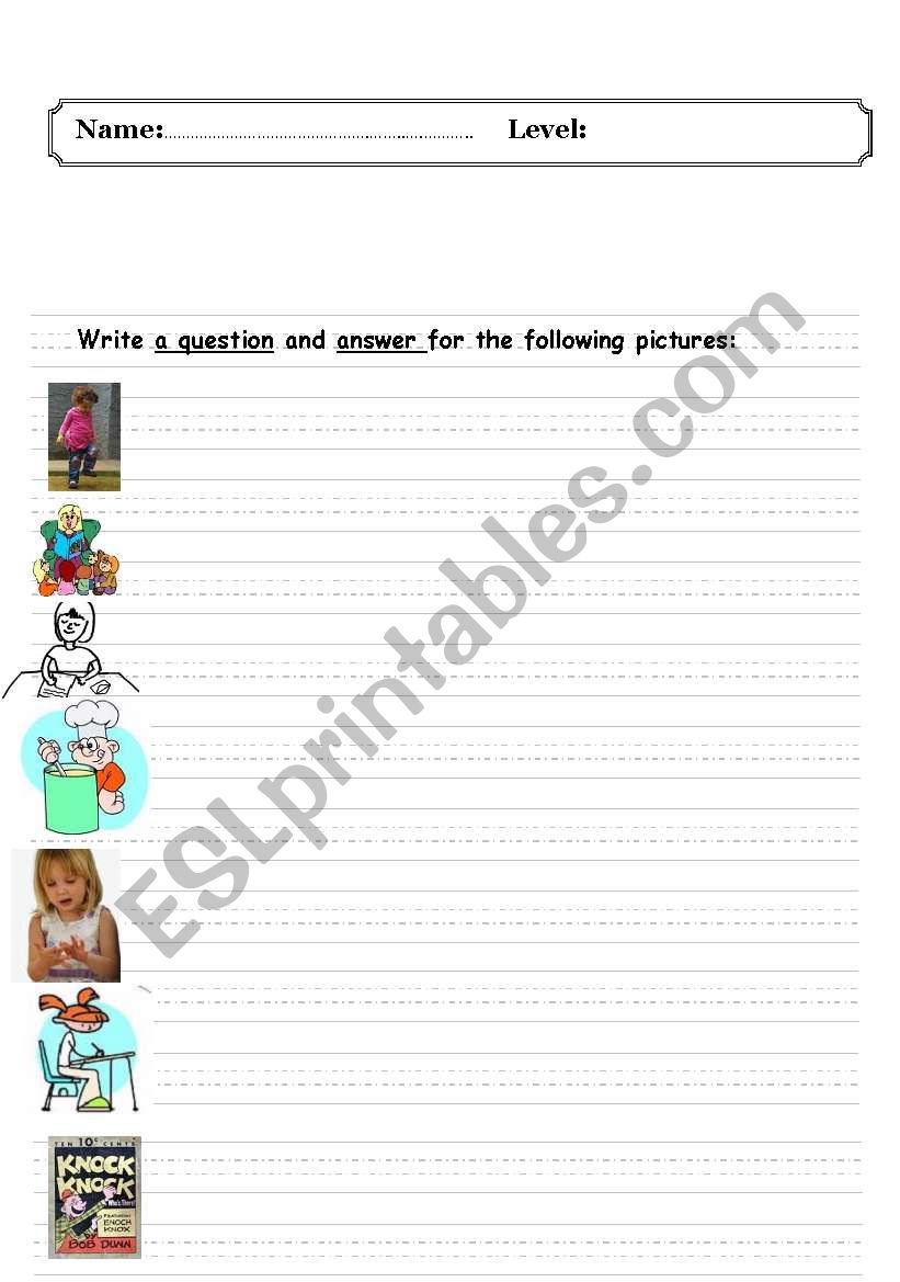 write a question and answer for the following pictures: