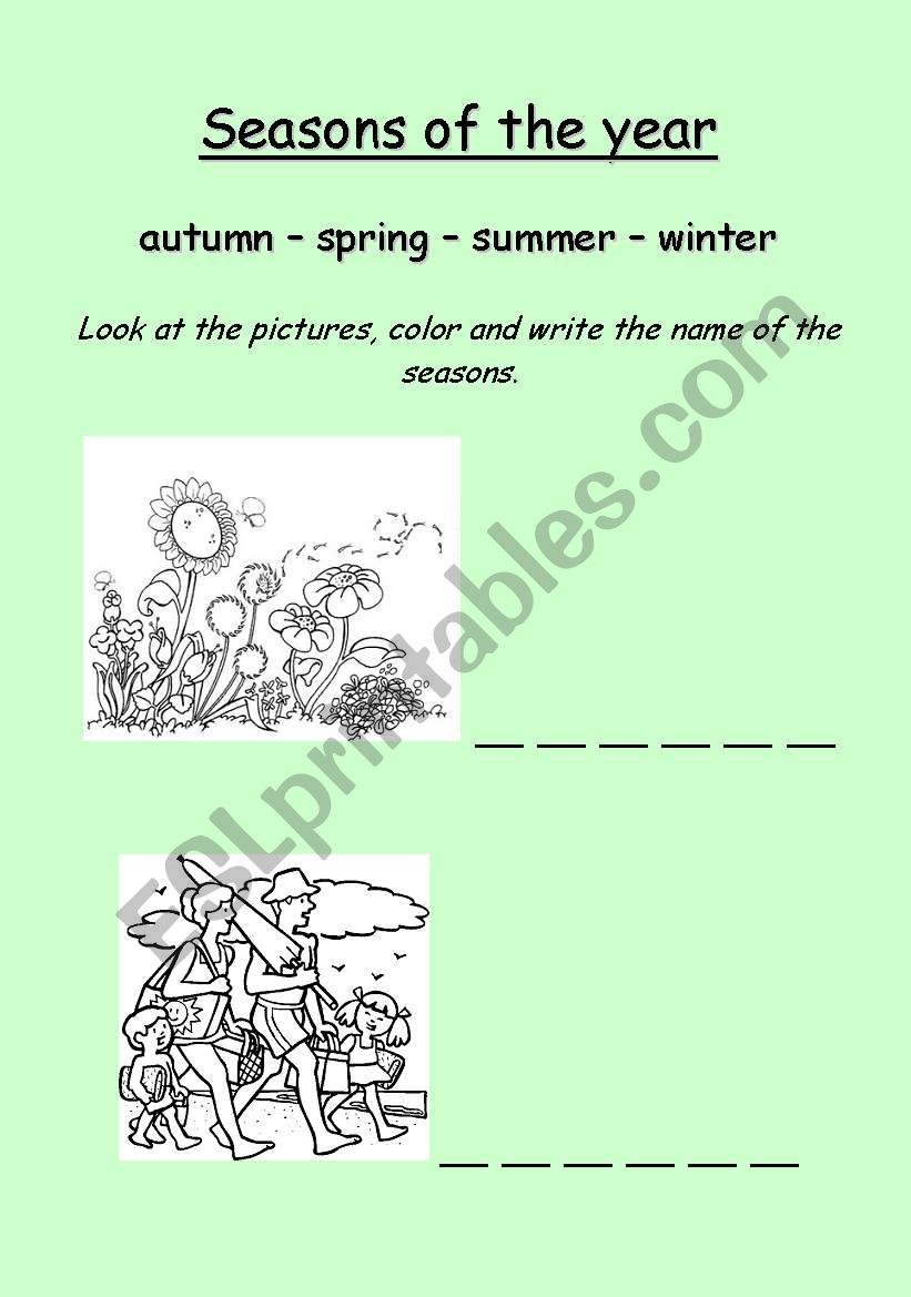 Seasons of the year worksheet