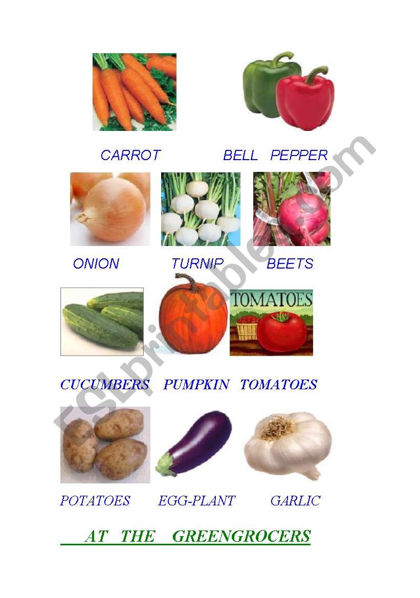 VEGETABLES worksheet