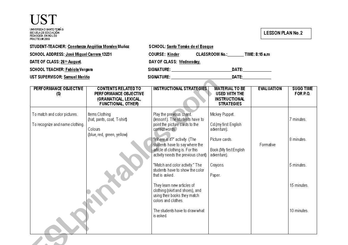 lesson plan worksheet