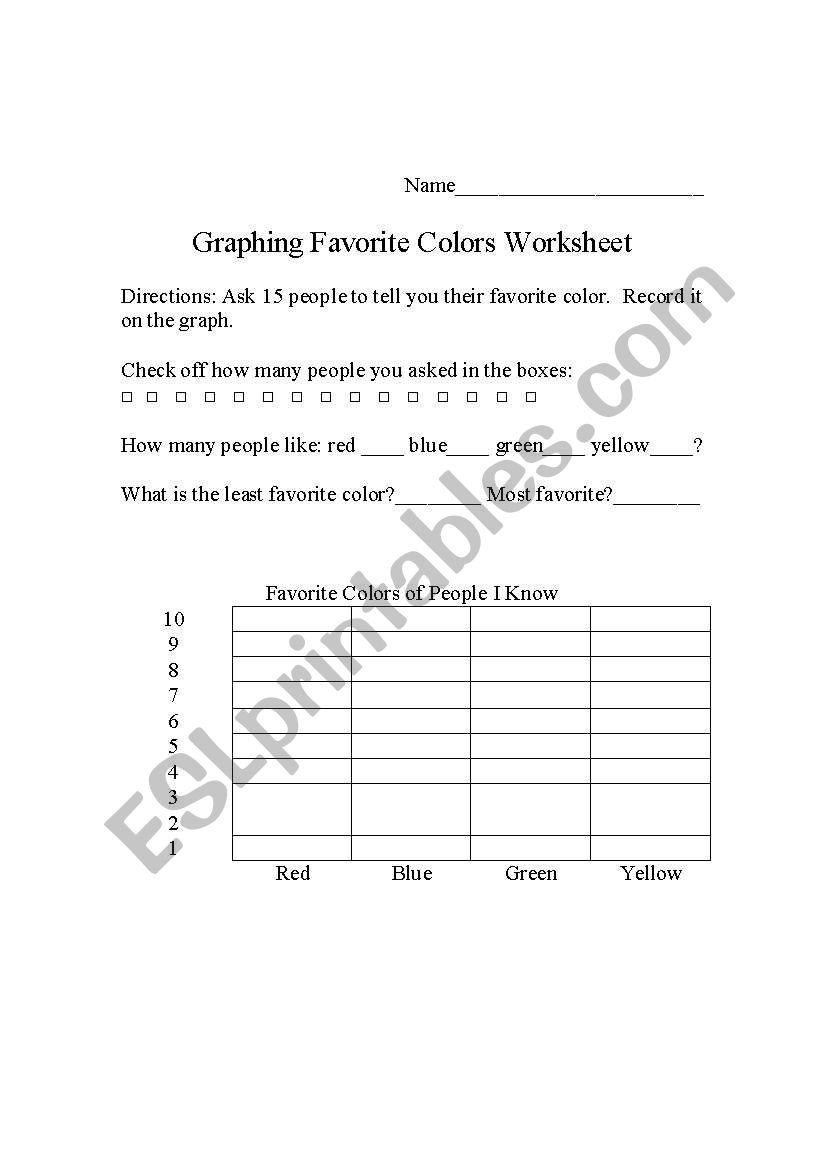 Graphing with favorite colors worksheet