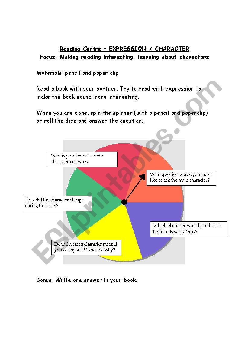 reading spinner 9 of 9 - focus on reading with expression and character