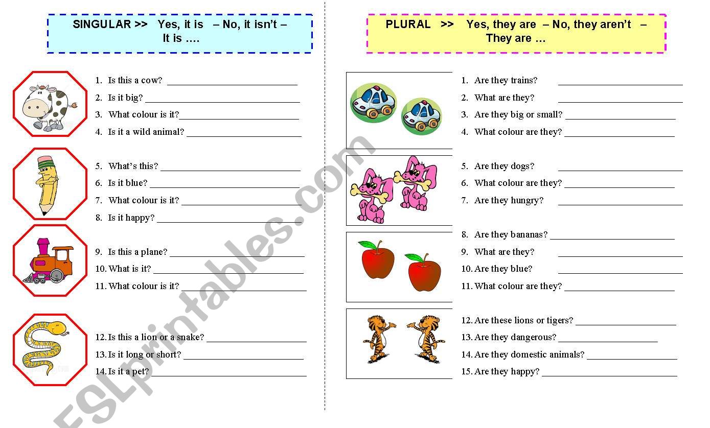 IT IS - THEY ARE   (Part 1) worksheet