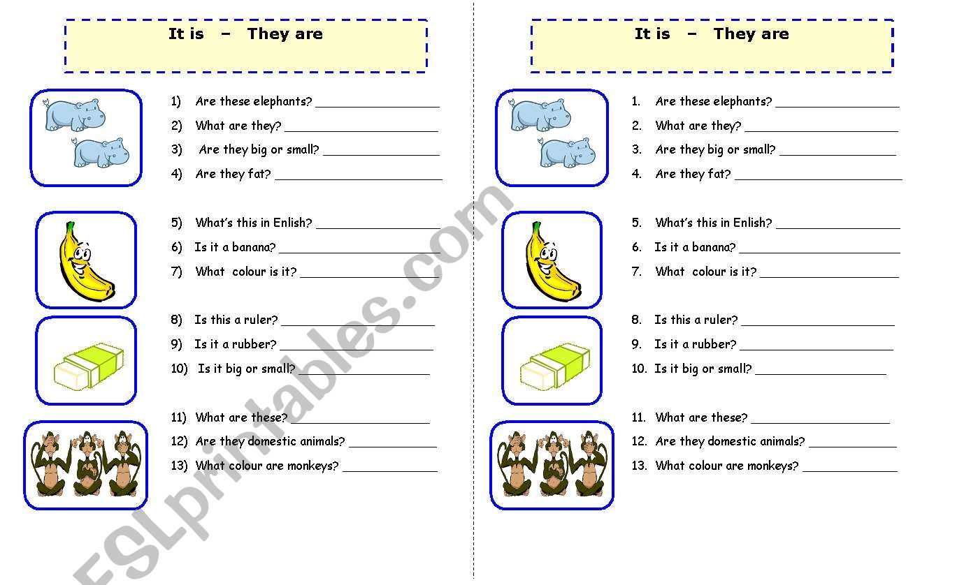IT IS - THEY ARE  (Part 2) worksheet
