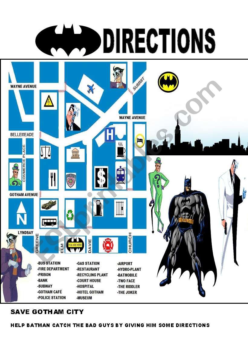 BATMAN: GIVING DIRECTIONS worksheet