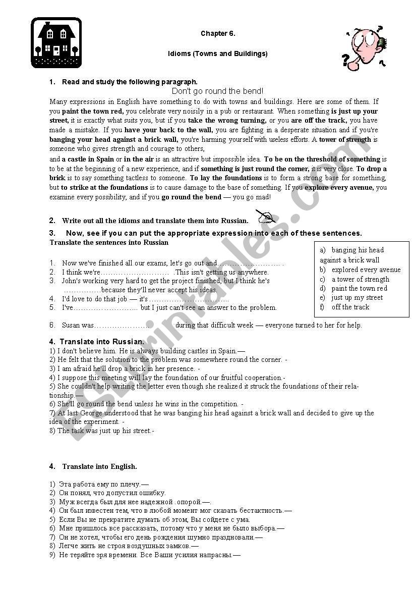 Exercises training idioms use. 