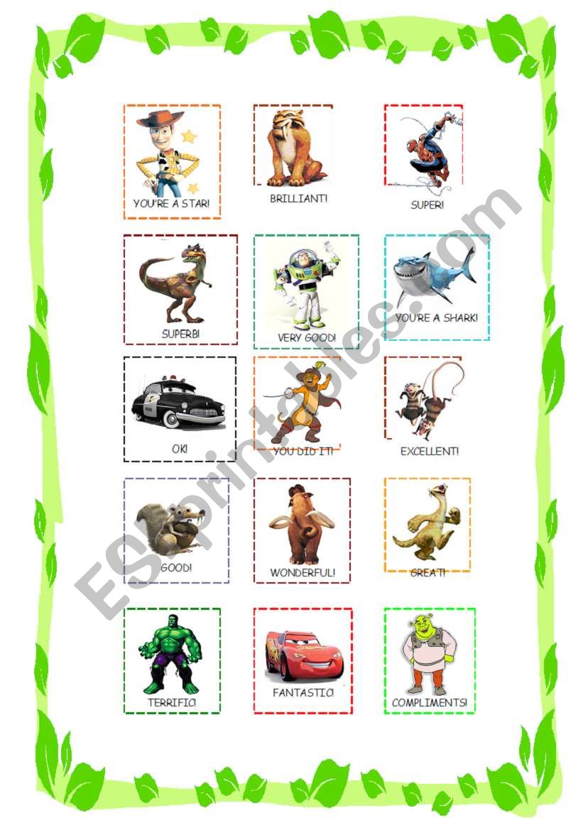 Reward stickers for boys worksheet