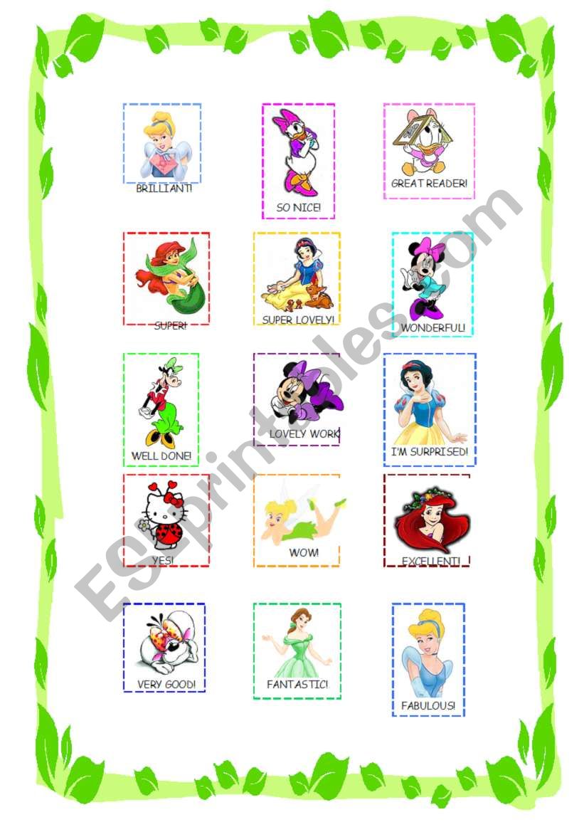 Reward stickers for girls worksheet