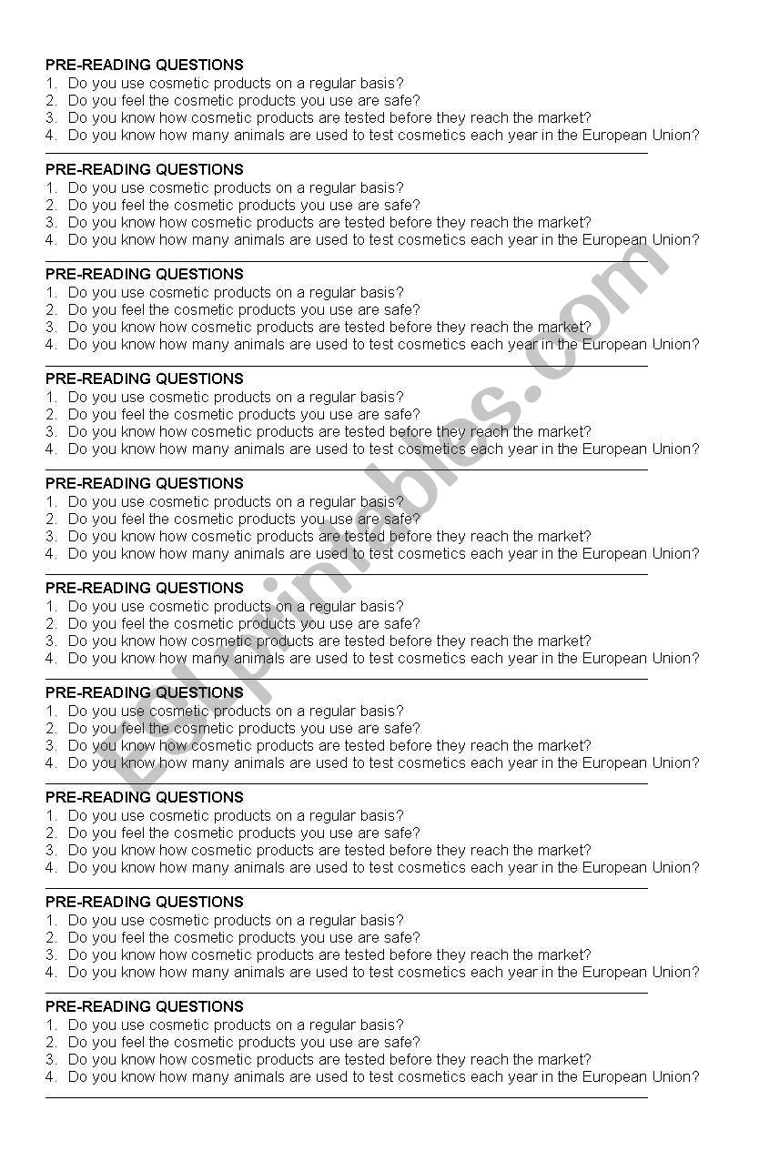 Animal Testing - Reading and Discussion - ESL worksheet by imelabas