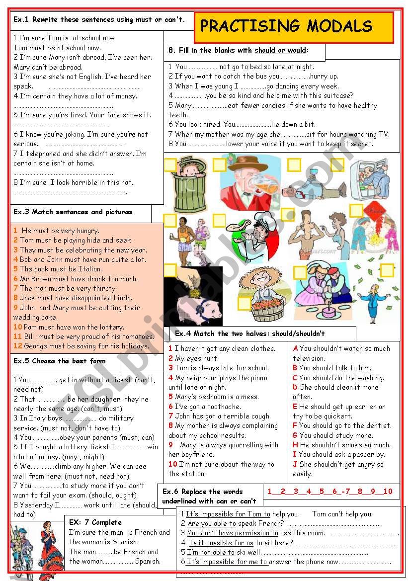 Practising  MODALS worksheet