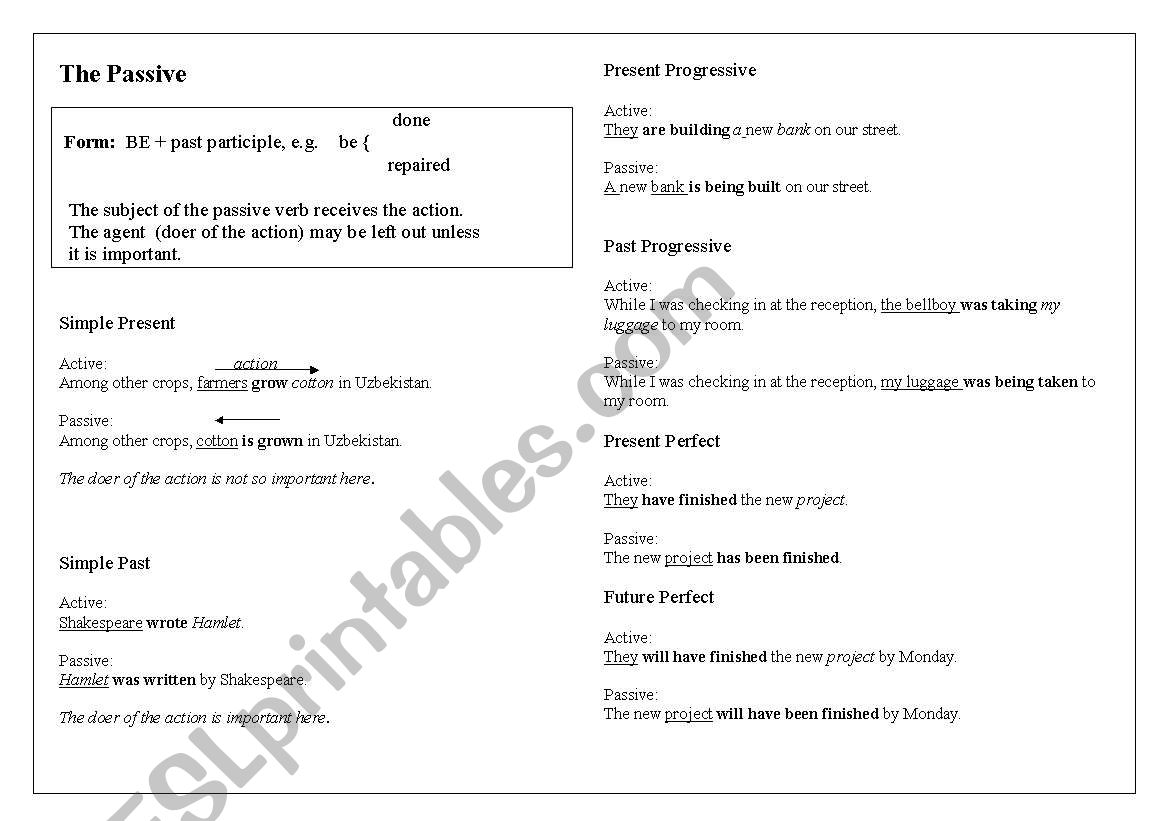 The Passive worksheet