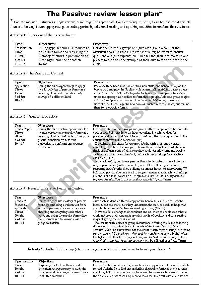 The Passive worksheet