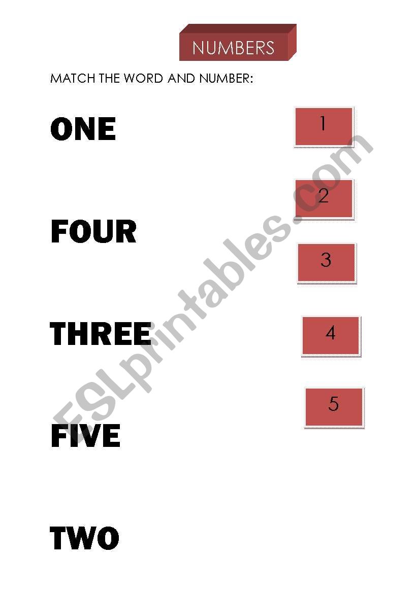 NUMBERS 1 to 5 worksheet