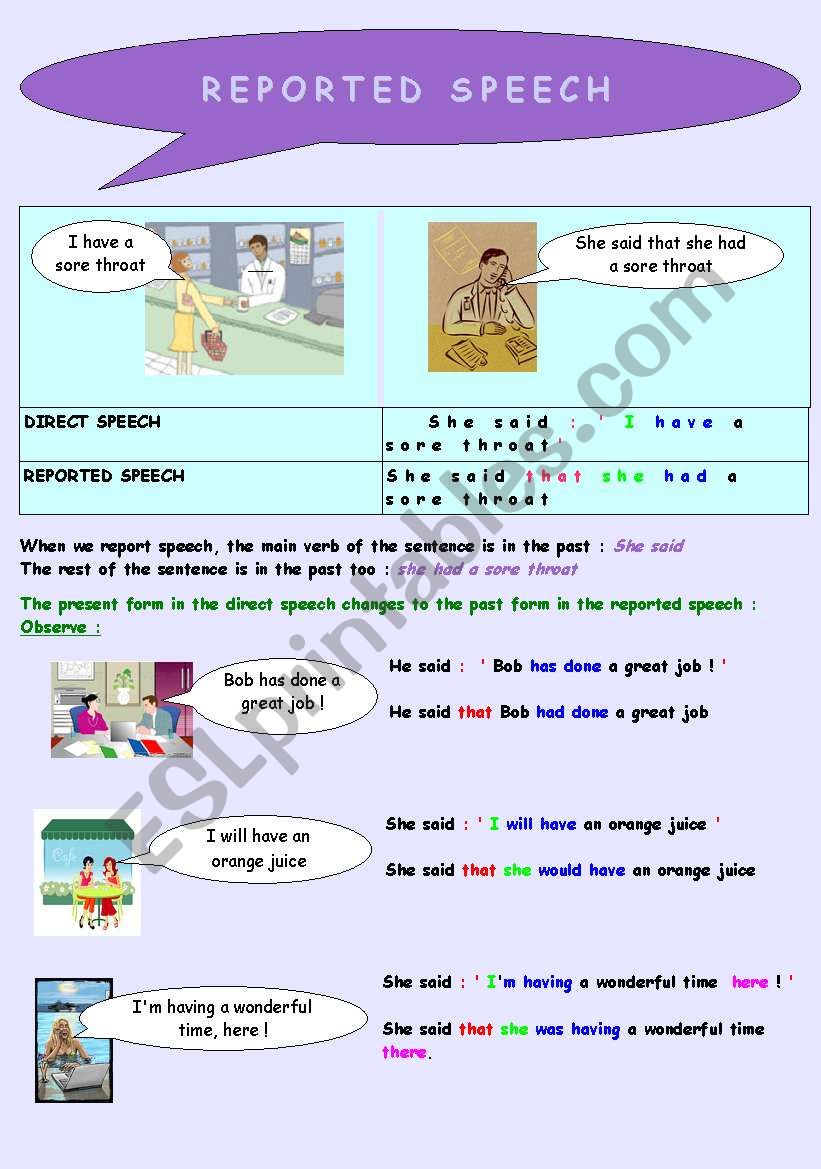 Reported Speech worksheet