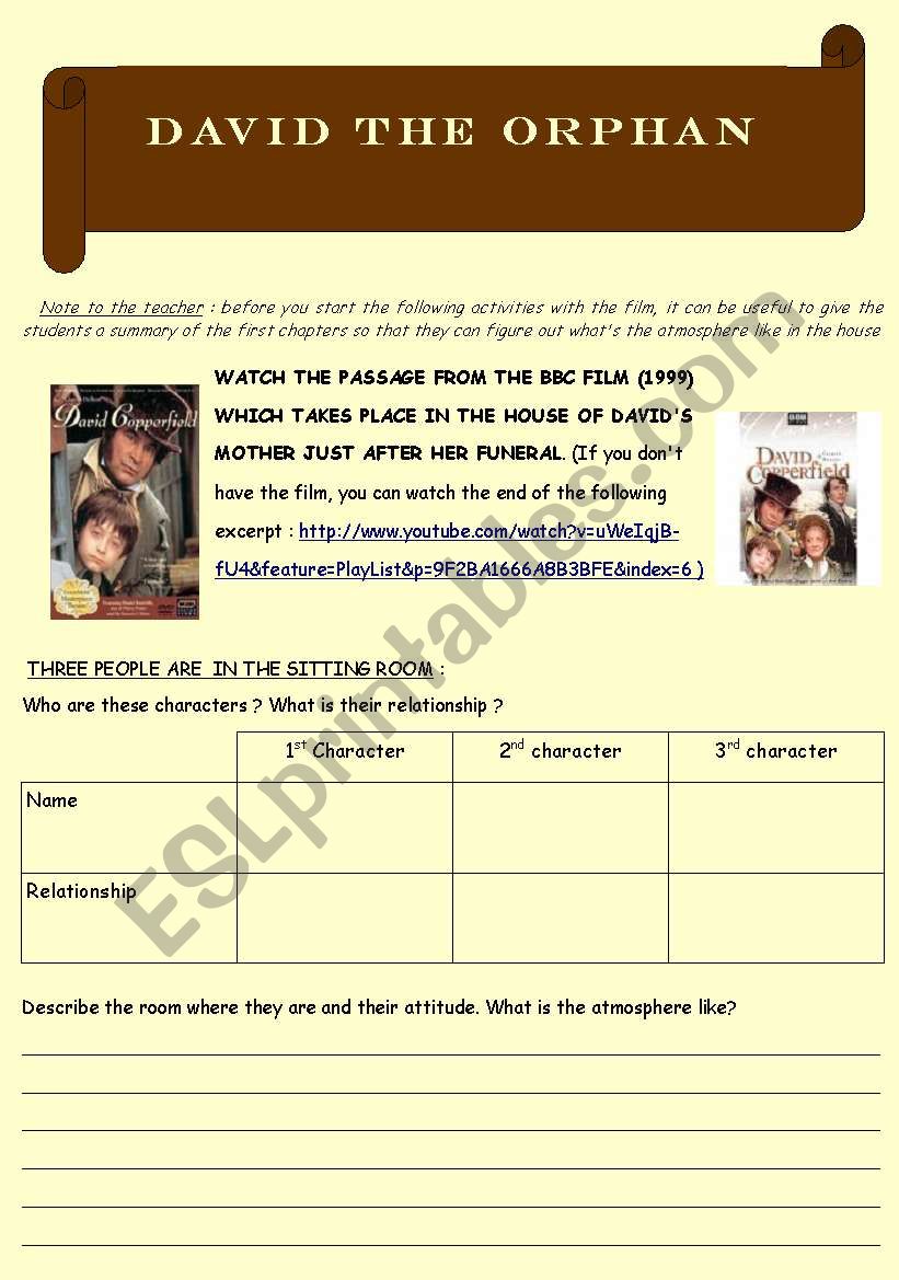 David Copperfield (BBC film) worksheet