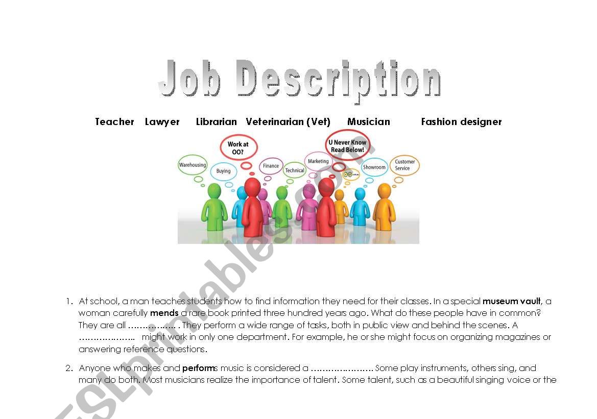 Job description worksheet