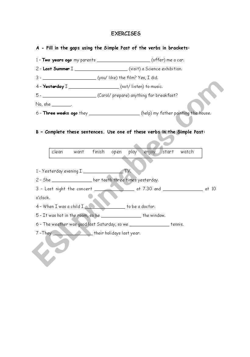 Past Simple worksheet