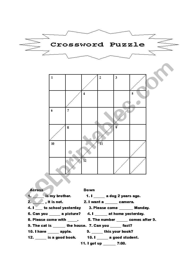 cross words worksheet