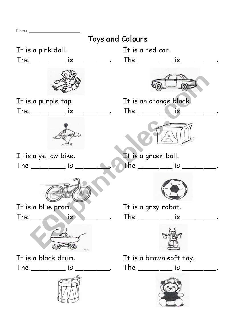 Toys and Colours worksheet