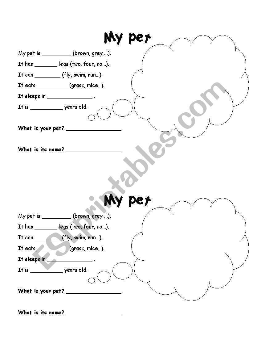 My pet worksheet