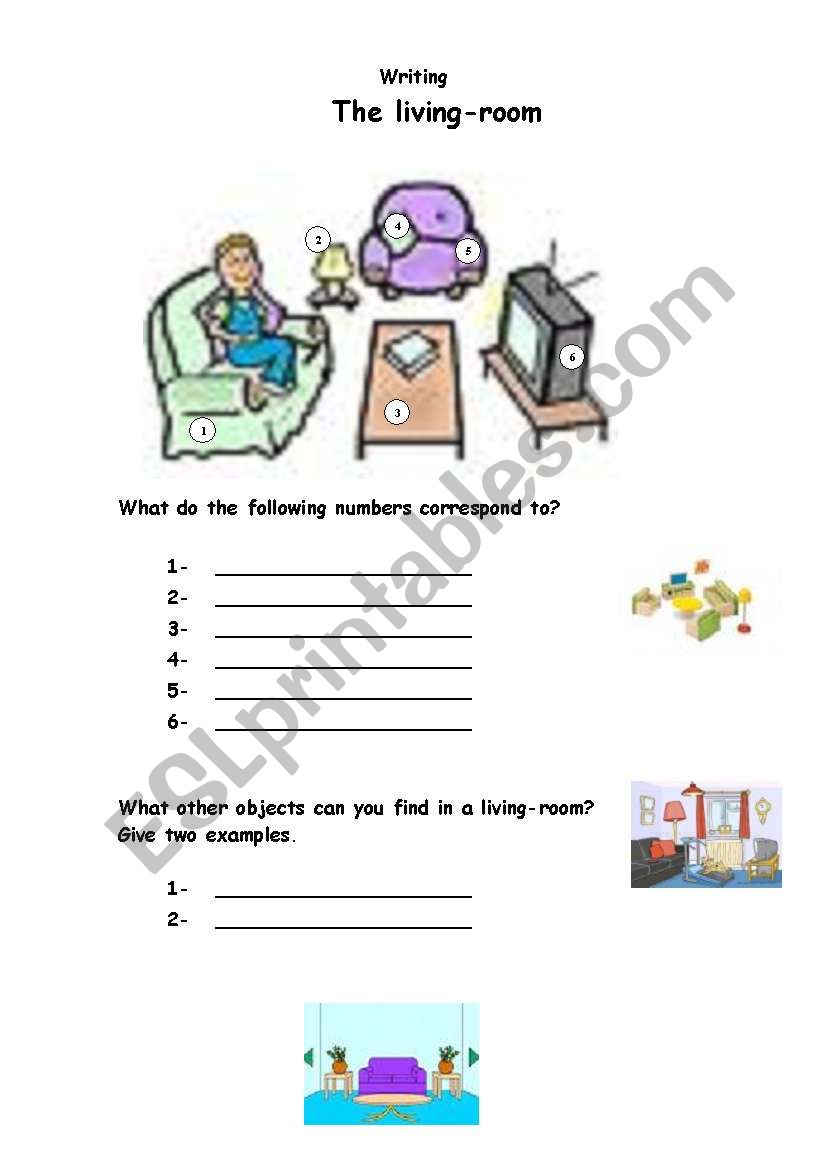 The living-roomg worksheet
