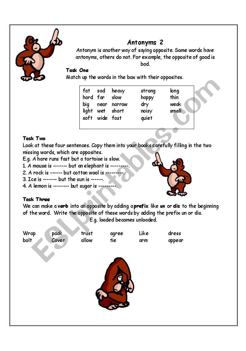 Antonyms 2 worksheet