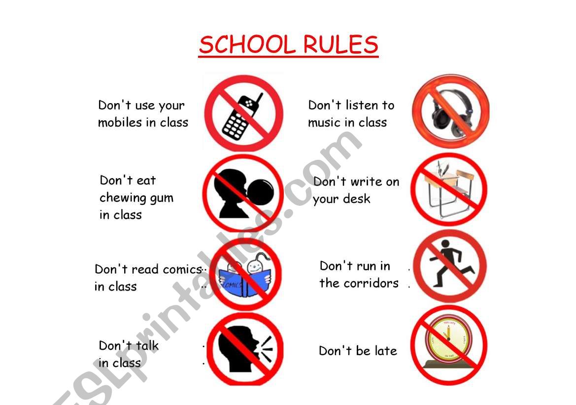 SCHOOL RULES worksheet