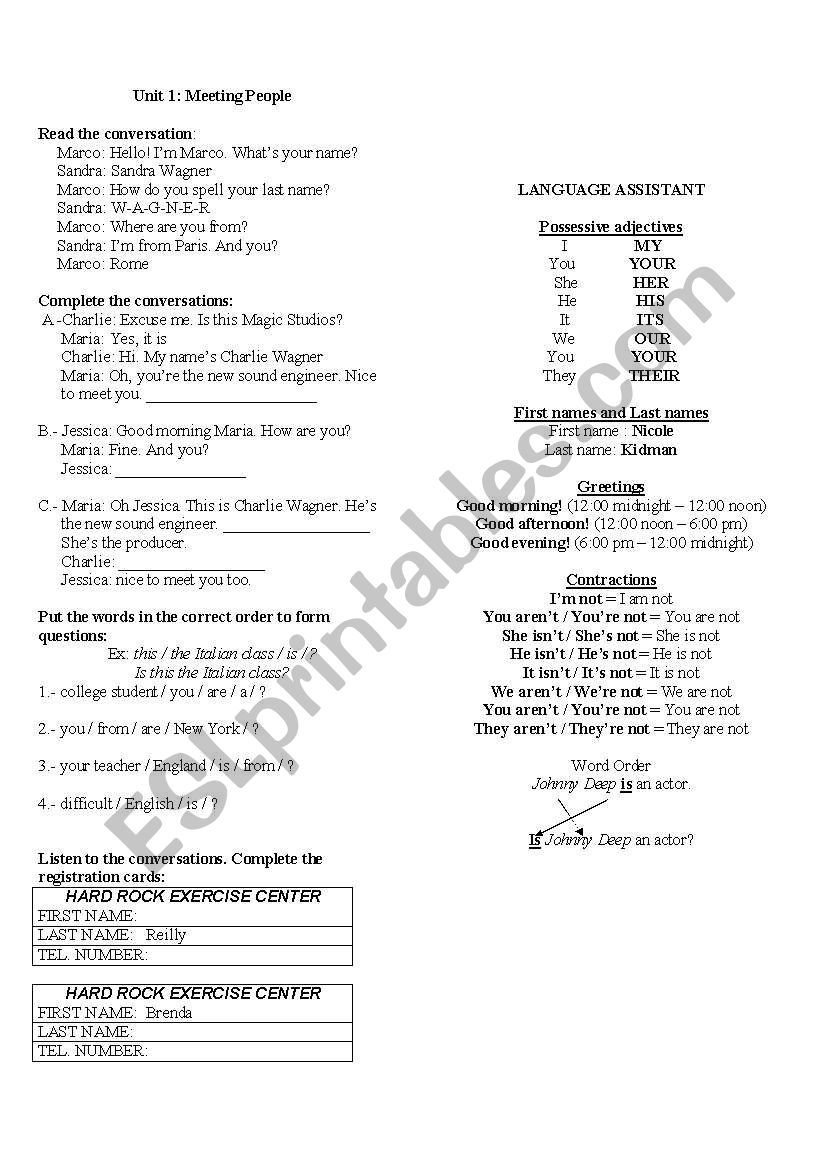 meeting people worksheet