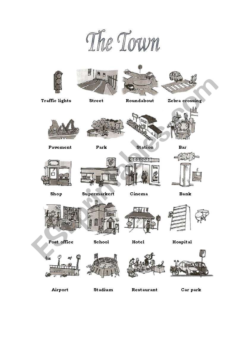 Town vocabulary worksheet