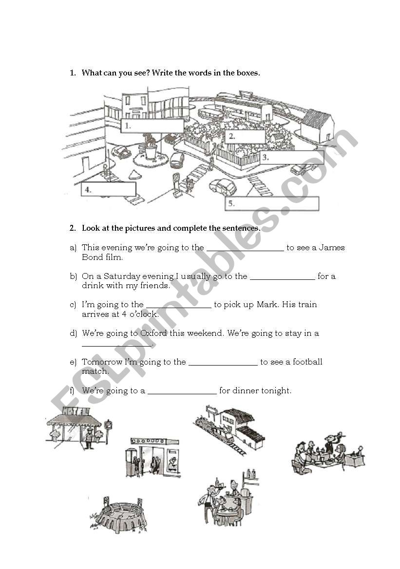 Town vocabulary activities worksheet