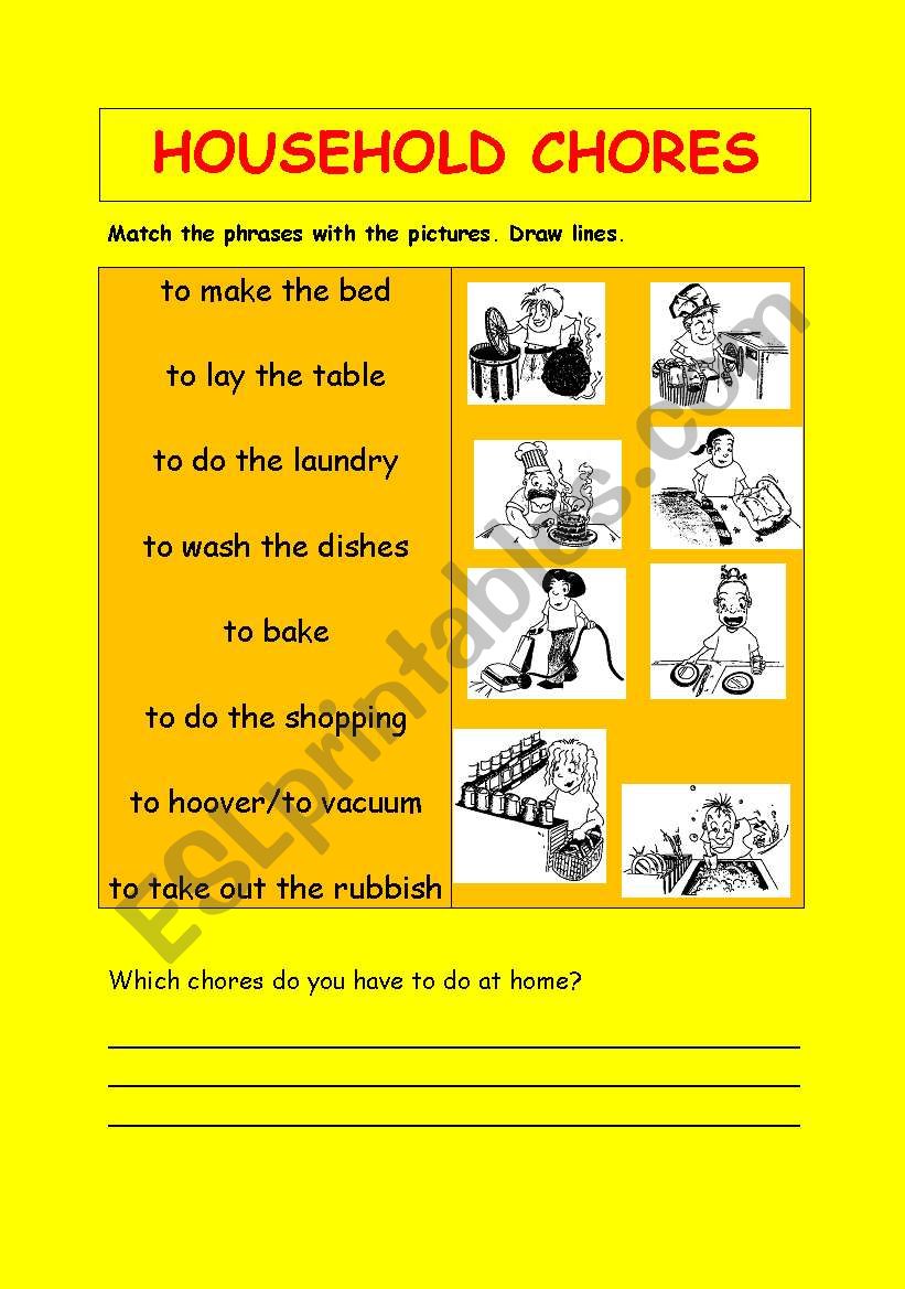 Household Chores worksheet