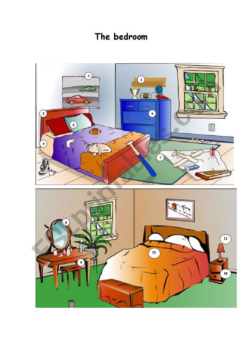 The bedroom - ESL worksheet by Sabatella