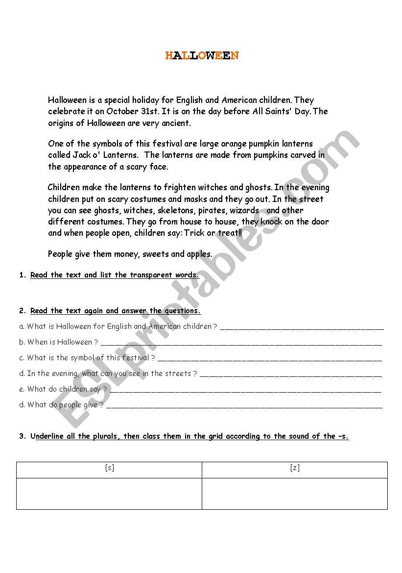 Halloween worksheet