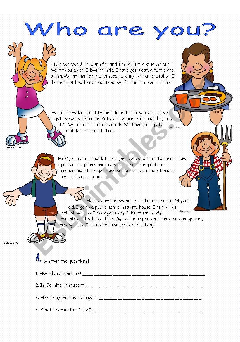 Reading - who are you? worksheet
